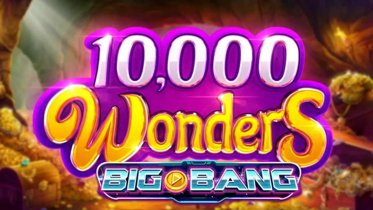Tampilan visual slot 10,000 Wonders Big Bang dengan desain 6 gulungan yang cerah